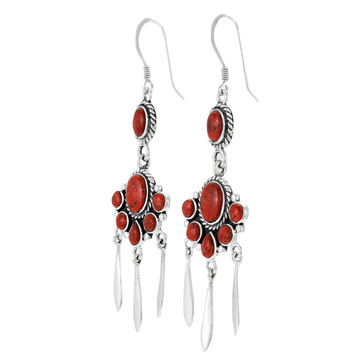 Coral Earrings Sterling Silver E1430-C74