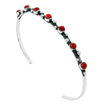 Stackable Coral Bracelet Sterling Silver B5588-C74