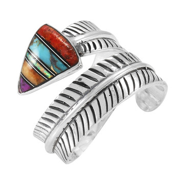 Multi-Gemstone Feather Ring Sterling Silver R2499-C00