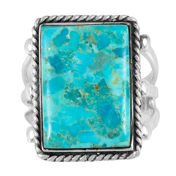 Turquoise Ring Sterling Silver R2512-C75 (Unisex, Sizes 6-13)