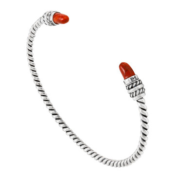 Coral Cable Bracelet Sterling Silver B5596-SM-C74