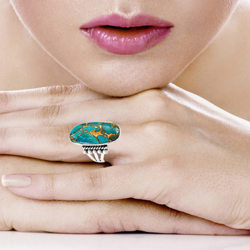 Matrix Turquoise Ring Sterling Silver R2537-C84