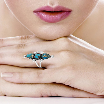 Matrix Turquoise Ring Sterling Silver R2542-C84