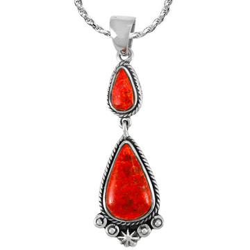 Coral Pendant Sterling Silver P3061-C74