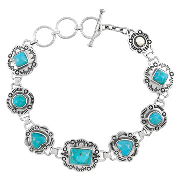 Turquoise Link Bracelet Sterling Silver B5612-C75