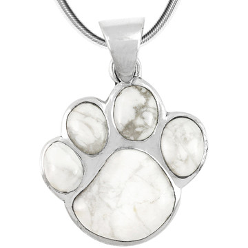Howlite Paw Pendant Sterling Silver P3178-C103