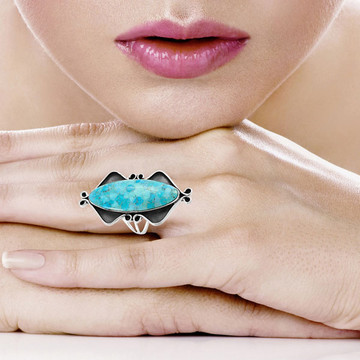 Turquoise Ring Sterling Silver R2562-LG-C75 (LARGER style)