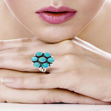 Turquoise Ring Sterling Silver R2566-LG-C75 (LARGER style)