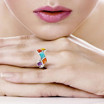 Multi-Gemstone Ring Sterling Silver R2567-C71