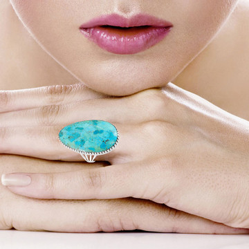 Turquoise Ring Sterling Silver R2571-LG-C75 (LARGER style)