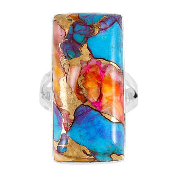 Rainbow Spiny Turquoise Ring Sterling Silver R2569-SM-C91