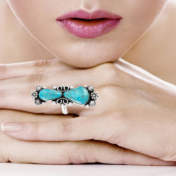 Turquoise Ring Sterling Silver R2556-LG-C75 (LARGER style)