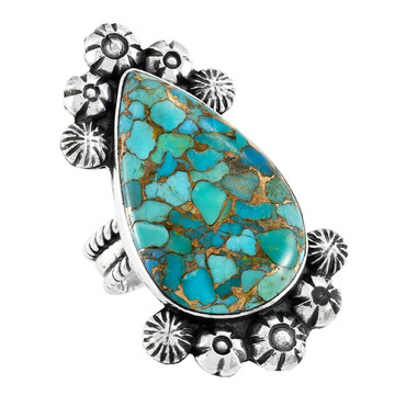 Matrix Turquoise Ring Sterling Silver R2572-LG-C84 (LARGER style)