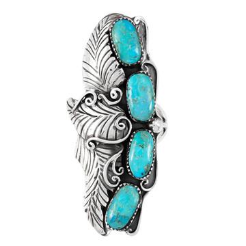 Turquoise Ring Sterling Silver R2591-LG-C75 (LARGER style)