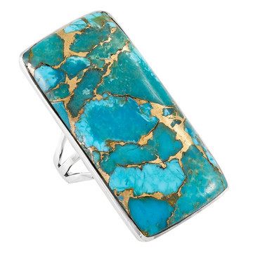 Matrix Turquoise Ring Sterling Silver R2569-LG-C84 (LARGER style)