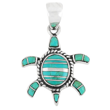 Sterling Silver Turtle Pendant Turquoise P3067-C05