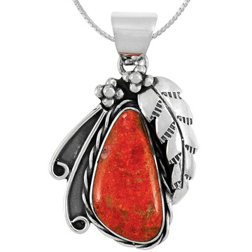 Coral Pendant Sterling Silver P3337-C74