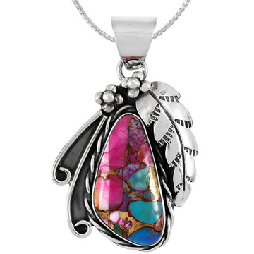 Rainbow Spiny Turquoise Pendant Sterling Silver P3337-C91