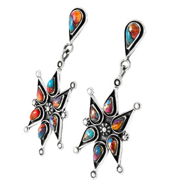 Rainbow Spiny Turquoise Earrings Sterling Silver E1437-SM-C91