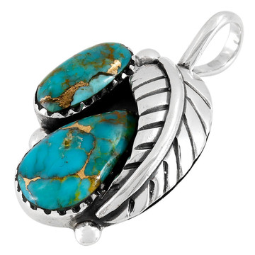 Matrix Turquoise Jewelry Pendant Sterling Silver P3332-C84