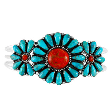Turquoise & Coral  Bracelet Sterling Silver B5523-C85