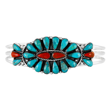 Turquoise & Coral  Bracelet Sterling Silver B5524-C85