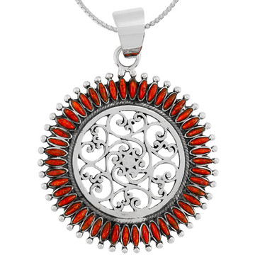 Coral Pendant Sterling Silver P3085-C74