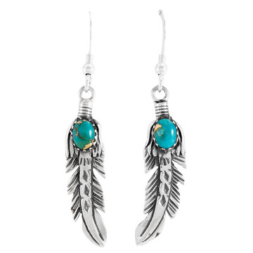 Matrix Turquoise Feather Earrings Sterling Silver E1447-SM-C84