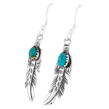 Matrix Turquoise Feather Earrings Sterling Silver E1447-SM-C84