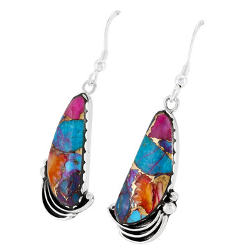 Rainbow Spiny Turquoise Earrings Sterling Silver E1480-C91