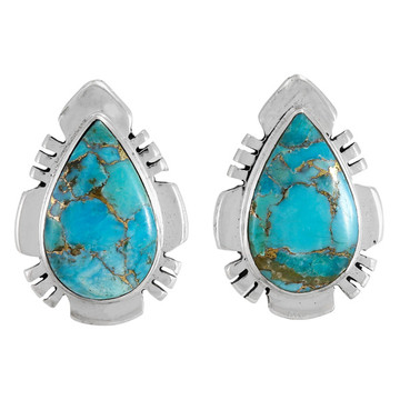 Sky Matrix Turquoise Drop Earrings Sterling Silver E1482-C94