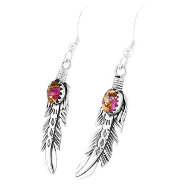 Plum Spiny Feather Earrings Sterling Silver E1447-SM-C92