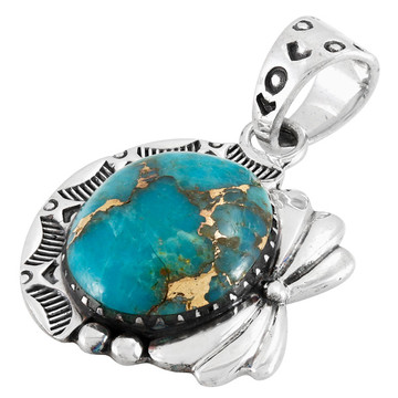 Matrix Turquoise Pendant Sterling Silver P3340-C84