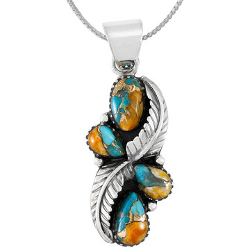 Spiny Turquoise Pendant Sterling Silver P3341-C89