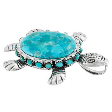 Turquoise Turtle Pendant Sterling Silver P3342-C75