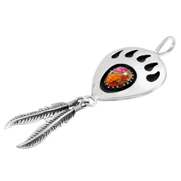 Plum Spiny Bear Paw Feather Pendant Sterling Silver P3347-C92
