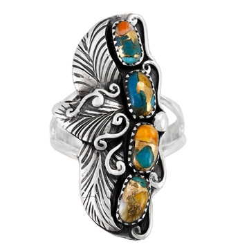Spiny Turquoise Ring Sterling Silver R2591-SM-C89
