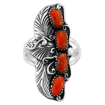 Coral Ring Sterling Silver R2591-SM-C74