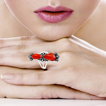 Coral Ring Sterling Silver R2556-SM-C74