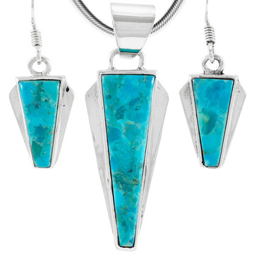 Turquoise Pendant & Earring Set Sterling Silver PE4033-C75