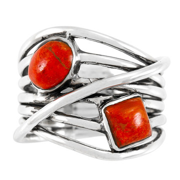 Coral Ring Sterling Silver R2501-C74