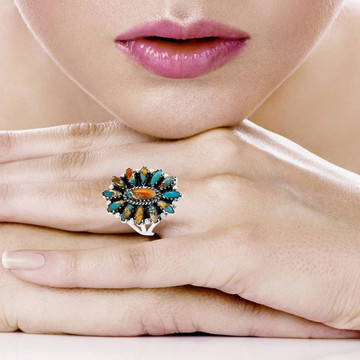 Spiny Turquoise Ring Sterling Silver R2548-C89