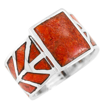 Coral Ring Sterling Silver R2372-C74