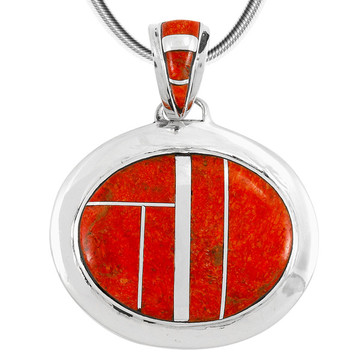 Coral Pendant Sterling Silver P3082-LG-C74