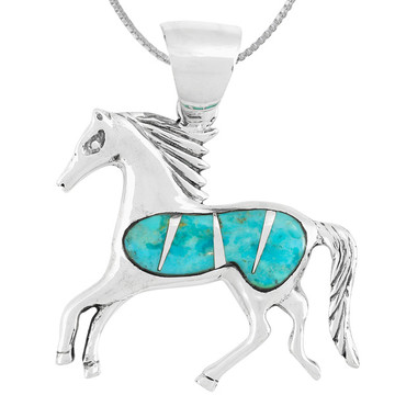 Horse Turquoise Pendant Sterling Silver P3002-LG-C05 (Larger Style)