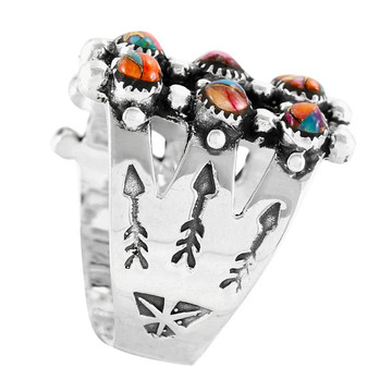 Rainbow Spiny Turquoise Ring Sterling Silver R2022-C91