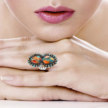 Spiny Turquoise Ring Sterling Silver R2617-C89