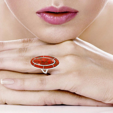 Coral Ring Sterling Silver R2618-C74
