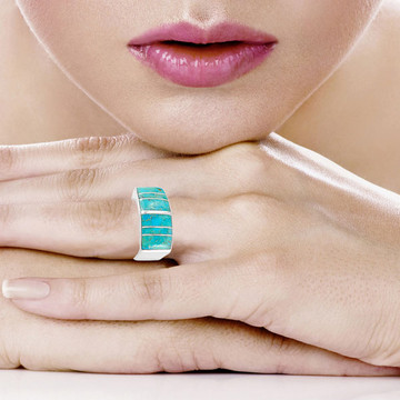 Turquoise Ring Sterling Silver R2570-C05 (Unisex, Sizes 6-13)