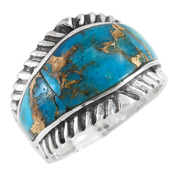 Matrix Turquoise Ring Sterling Silver R2543-C84 (Unisex, Sizes 6-13)